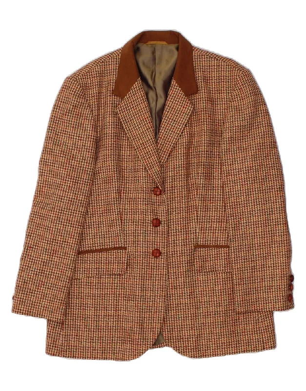 Women's Coats with Fur Trimmed CollarBETTY BARCLAY Womens 3 Button Blazer Jacket UK 16 Large Brown Houndstooth