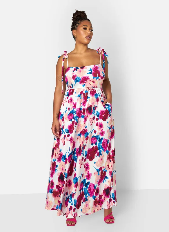 Women's Bell-Sleeve DressesAna Floral Skater Maxi Dress - Magenta