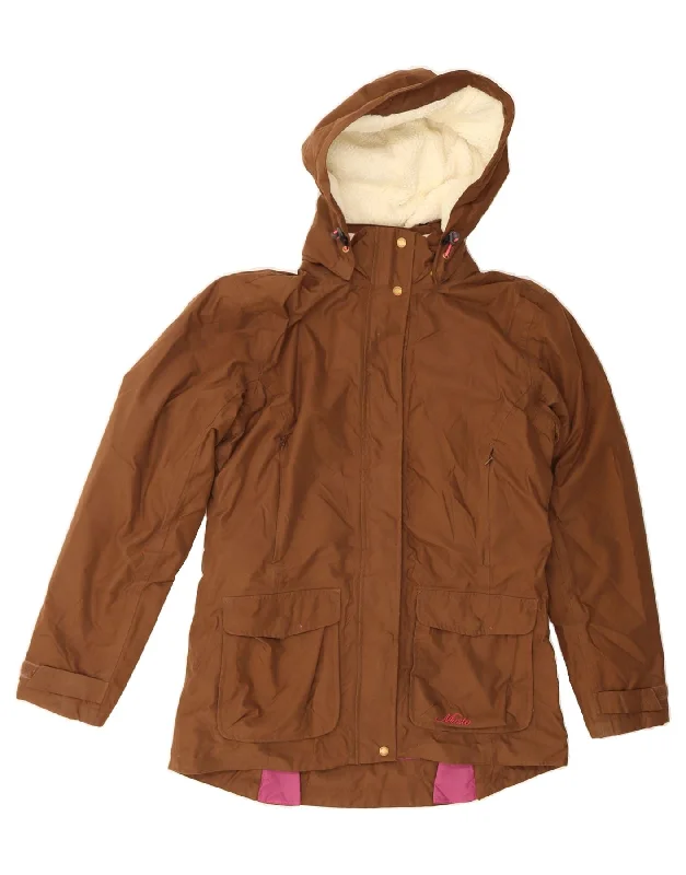 Women's PeacoatsMUSTO Womens Hooded Windbreaker Jacket UK 10 Small  Brown Polyester