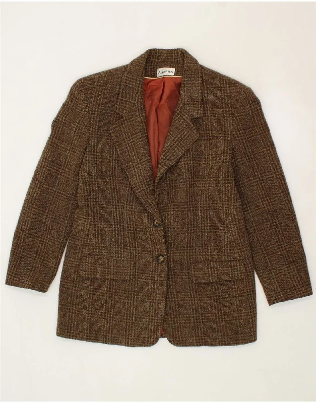 Women's Coats with SleevesAUGUSTUS Womens 2 Button Blazer Jacket UK 16 Large Brown Check