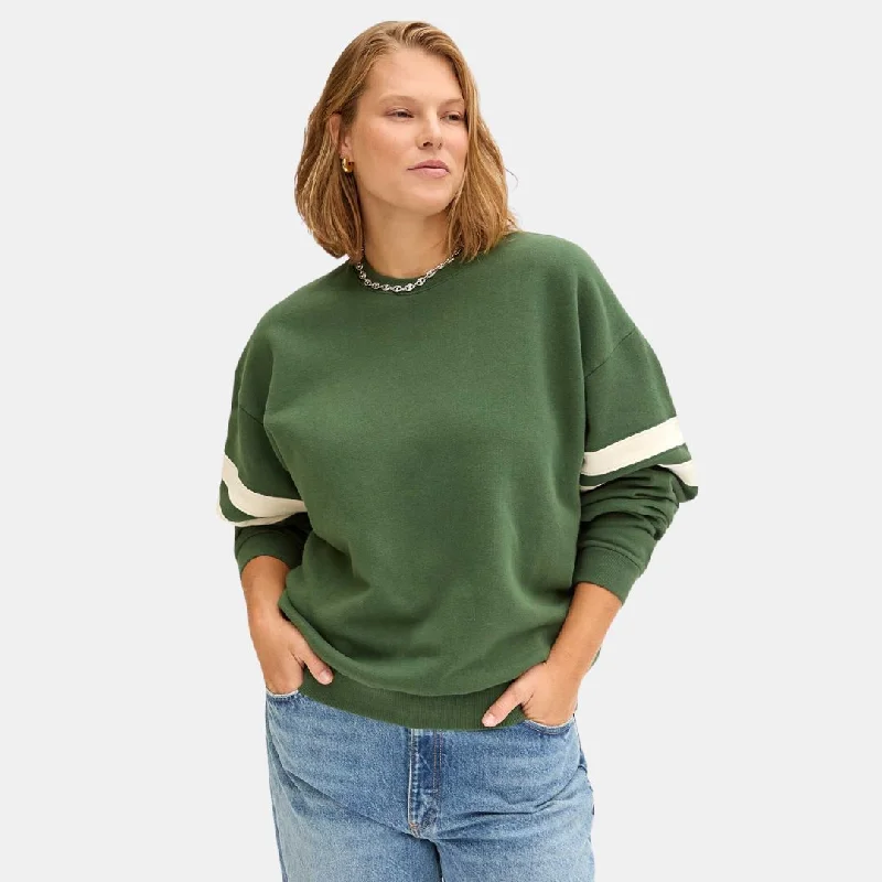 Women's Hooded Sweatshirts with Thermal FabricOversized Varsity Sweatshirt (Forest)