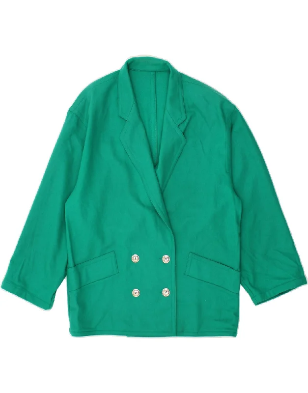 Women's Coats with Fur TrimmedVINTAGE Womens Double Breasted Blazer Jacket IT 42 Medium Green