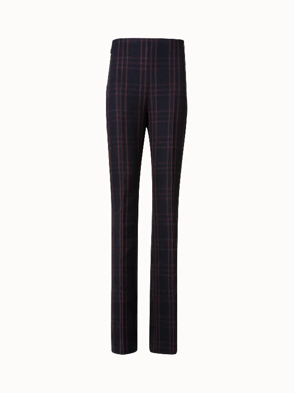 Women's Skinny JeansWool Double-Weave Bootcut Pants with Window Pane Check