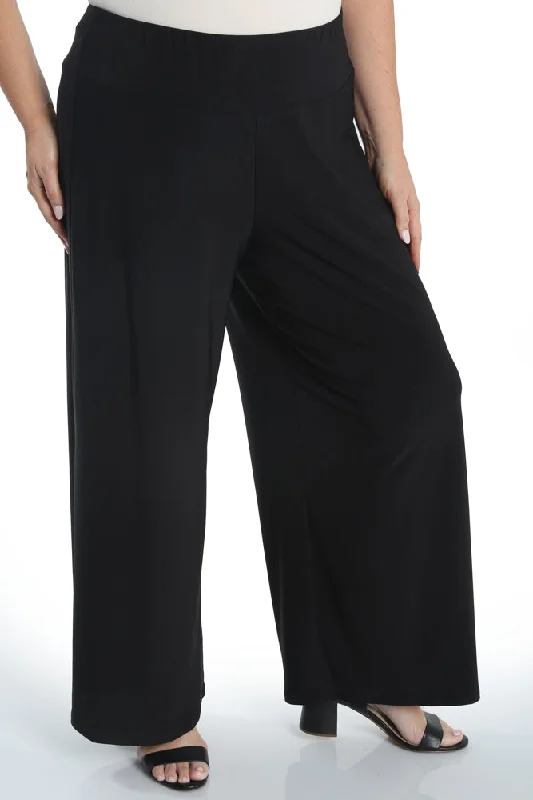 Women's CulottesVikki Vi Jersey Black Wide Leg Pull on Pant