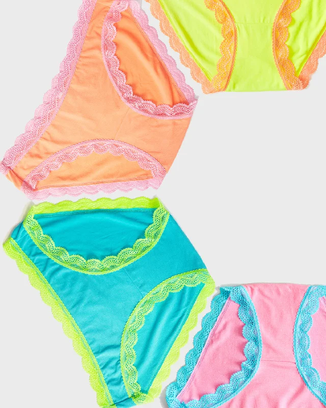 wireless maternity bras with adjustable strapsThe Original Brief Four Pack - Neon Candy