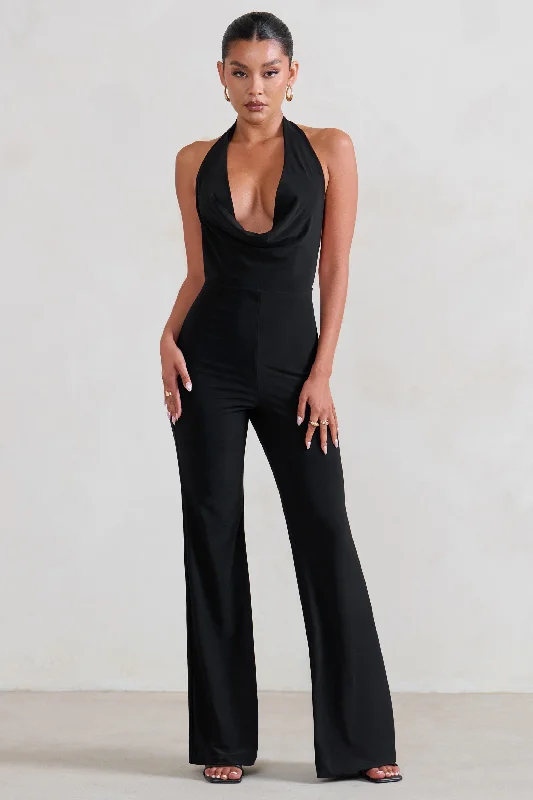 Women's Jumpsuits with Boat NeckRhyla | Black Cowl Neck Jumpsuit