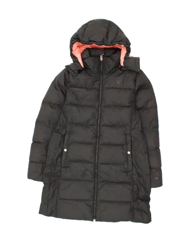 Women's Coats with Fur TrimPUMA Womens Hooded Padded Coat UK 14 Medium Black Polyester