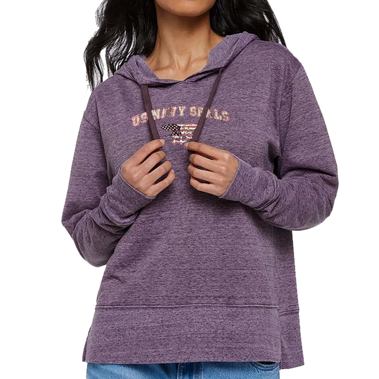 Women's Hooded Sweatshirts with Bamboo LiningLadies US NAVY SEALS with Trident Vintage Wash Hoodie