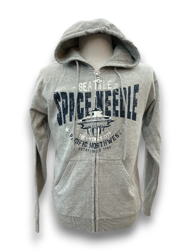 Women's Hooded Sweatshirts with ButtonsSpace Needle Full Zip Hoodie