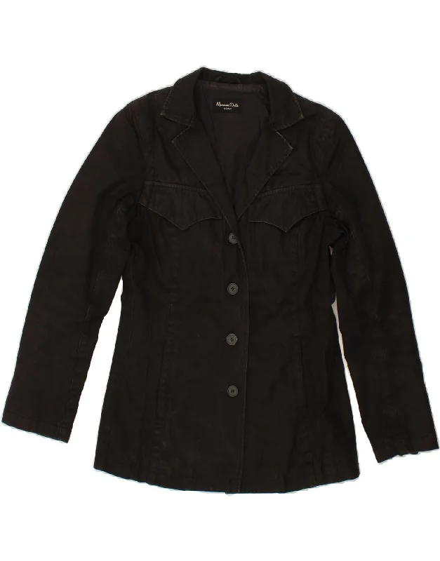 Women's Button-Up CoatsMASSIMO DUTTI Womens 4 Button Blazer Jacket EU 38 Small Black Cotton