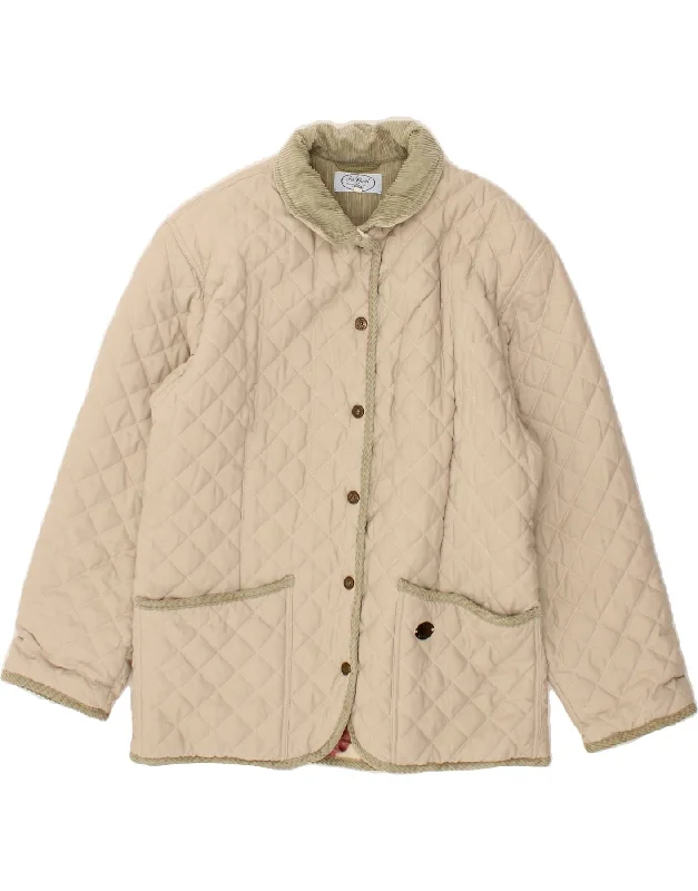 Women's Coats with ButtonsVINTAGE Womens Quilted Jacket IT 46 Large Beige Polyester