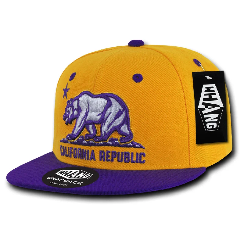 Women's Hooded Sweatshirts with Chenille LiningCalifornia Republic Cali State Bear Flag Snapback Hat Gold Purple by Whang