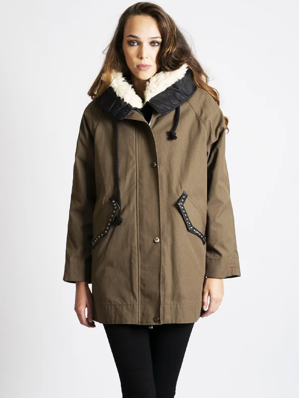 Women's Coats with BeltParka con Imbottitura Removibile Verde