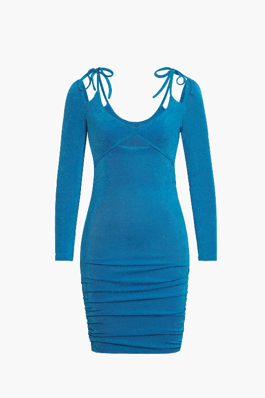 Women's Boat-Back DressesBlue Cut Out Bodycon Mini Dress