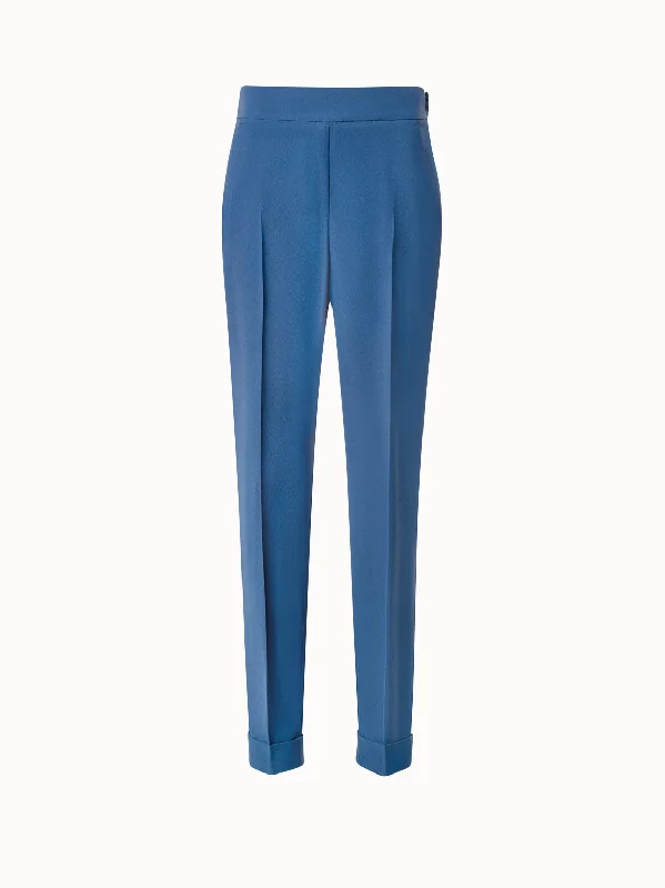 Women's Jodhpurs with Narrow CollarTapered Crêpe Pants with Elastic Back