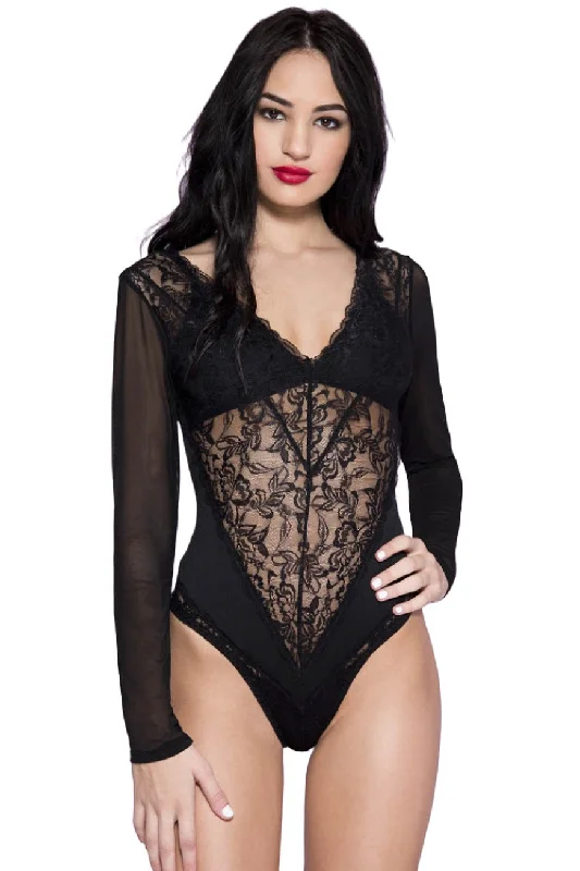 sheer lace lingerie robesMusic Legs Long Sleeve Teddy