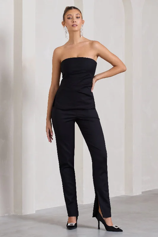 Women's Jumpsuits with HoodWalk That Walk | Black High-Waisted Flared-Leg Trousers