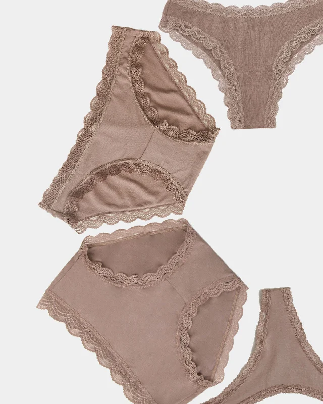 sheer lace nightgown setsThe Discovery Brief Pack - Taupe