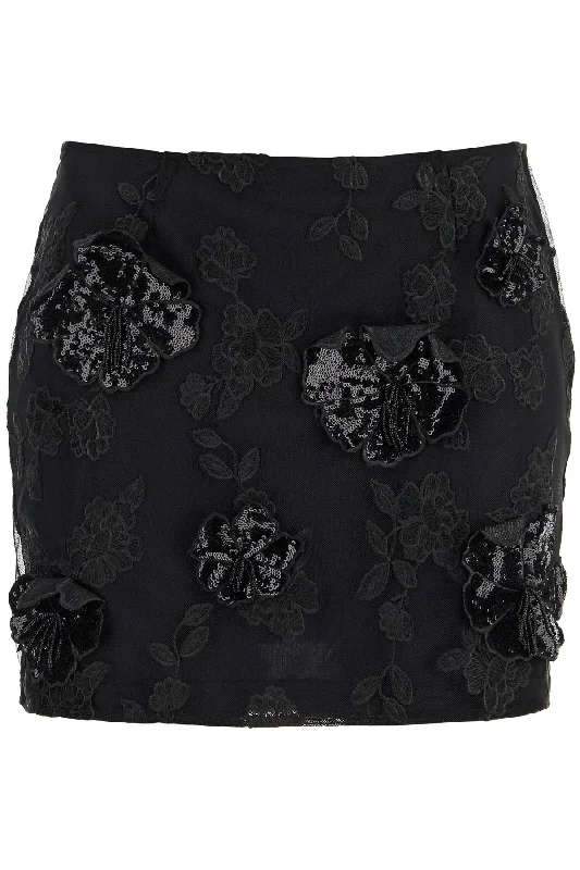 Women's Square Collar DressesWomen's Mesh SkirtsRotate Women's Mini Skirt In Recycled  Polyester Mesh With Floral Pattern