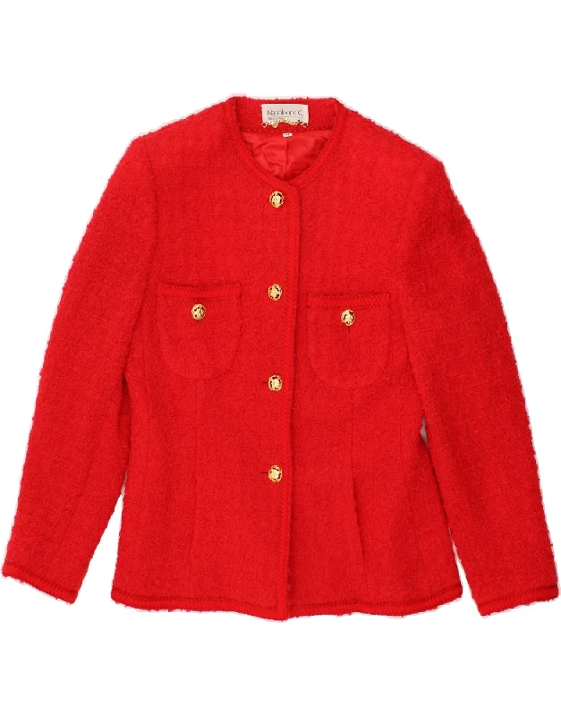 Women's Coats with SleevesVINTAGE Womens 4 Button Blazer Jacket IT 46 Large Red Wool