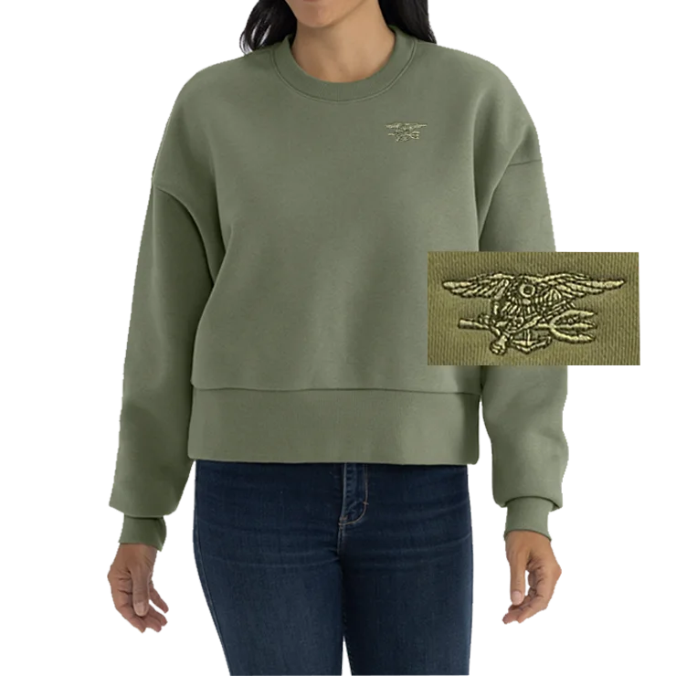 Women's Hooded Sweatshirts with Plush LiningLadies Light Olive Trident Heavyweight Sweatshirt