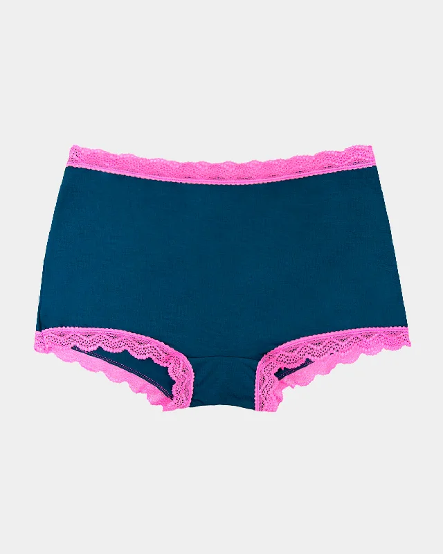 floral lace lingerie with matching pantiesHipster Brief - Midnight Neon Pink