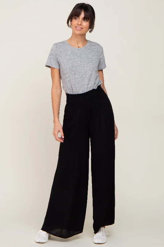 Women's Jodhpurs with Asymmetrical HemBlack Wide Leg Pants