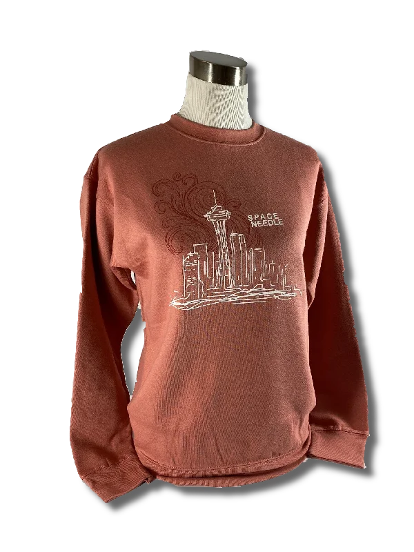 Women's Hooded Sweatshirts with Microfiber LiningSpace Needle Seattle Skyline Sweatshirt