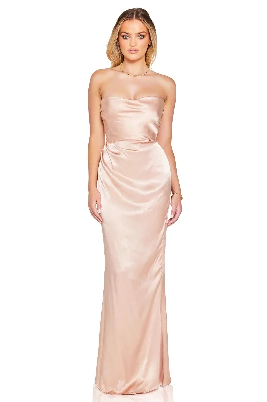 Women's Boat Collar DressesNookie Emelie Strapless Gown - Nude