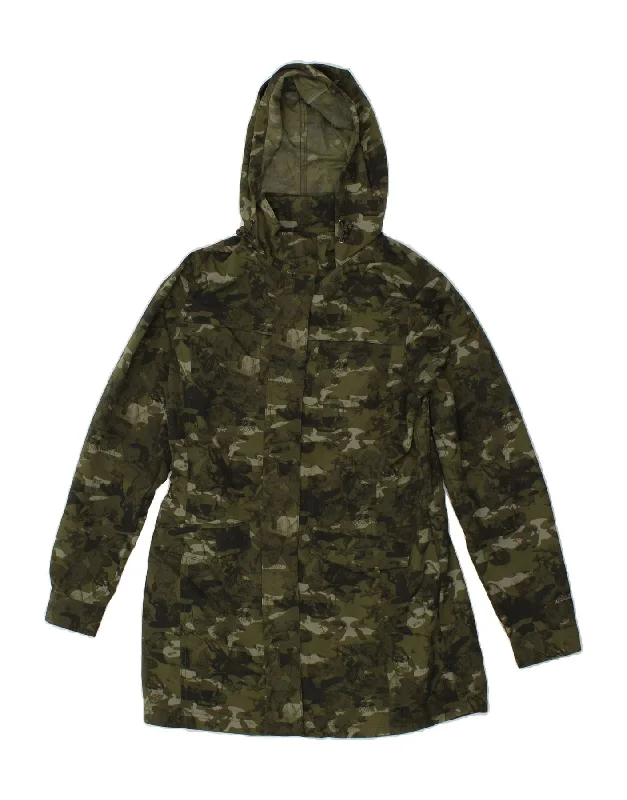 Women's Hooded CoatsEDDIE BAUER Womens Hooded Military Jacket UK 10 Small Khaki Camouflage