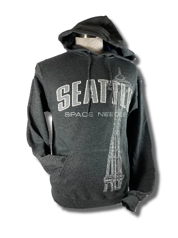 Women's Hooded Sweatshirts with Flannel LiningSpace Needle Vertical Hoodie