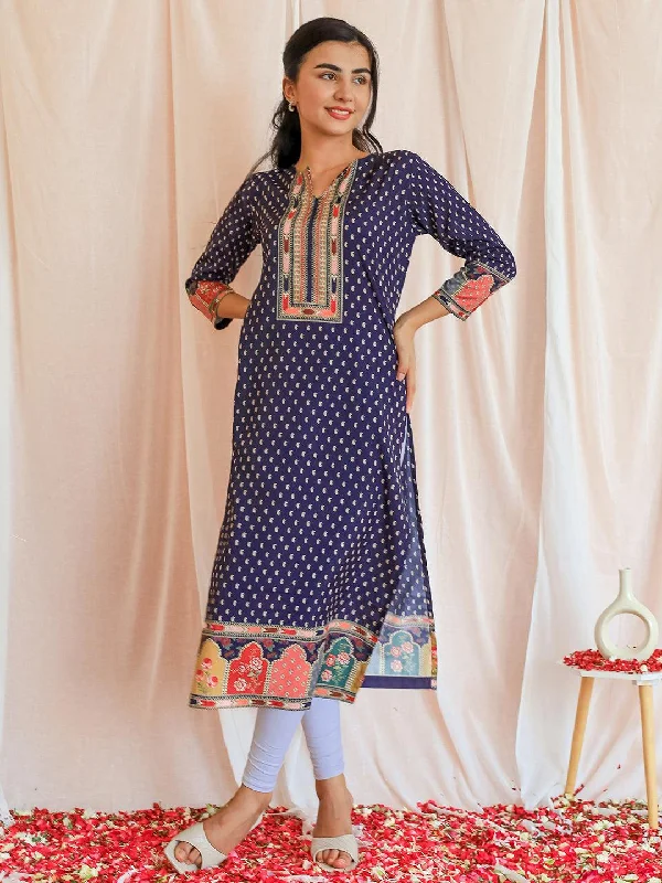 Women's Jumpsuits with DrawstringPurple Printed Crepe Straight Kurta