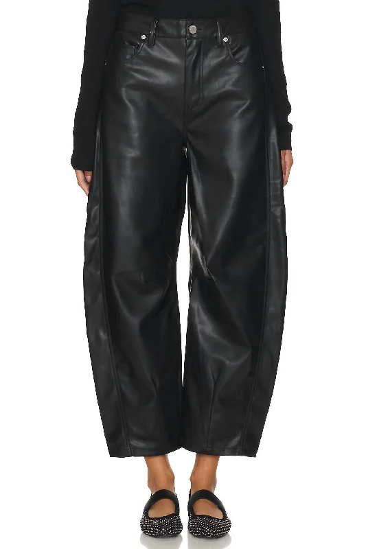 Women's ChinosAbove And Beyond Barrel Leg Faux Leather Pants In Black