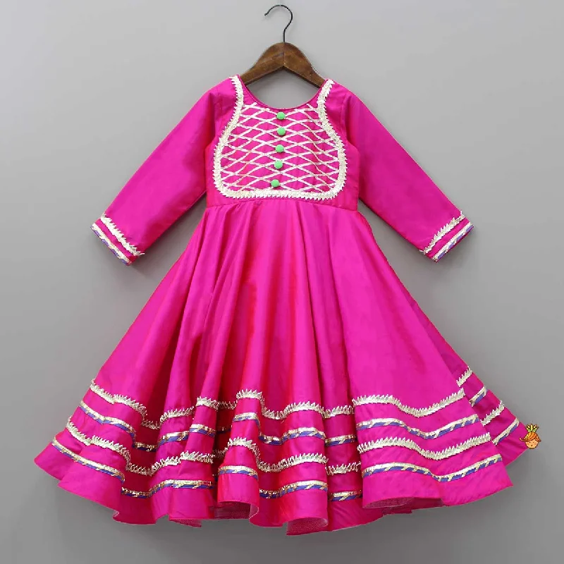 Women's One-Piece JumpsuitsGorgeous Gota Lace Work Pink Anarkali