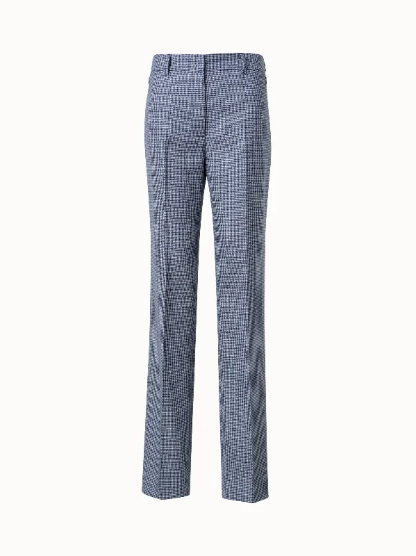 Women's Jodhpurs with Low CollarStraight Houndstooth Pants in 100% Cashmere