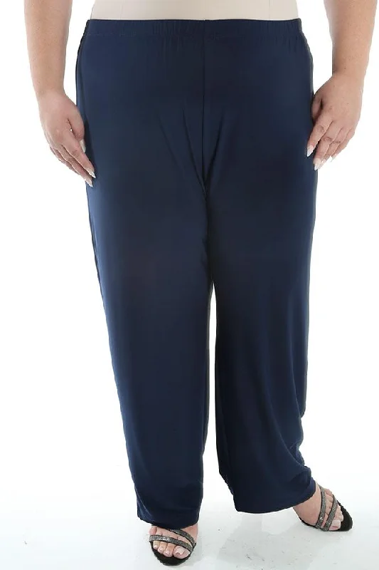 Women's Tapered PantsVikki Vi Jersey Navy Petite Pull-On Pant