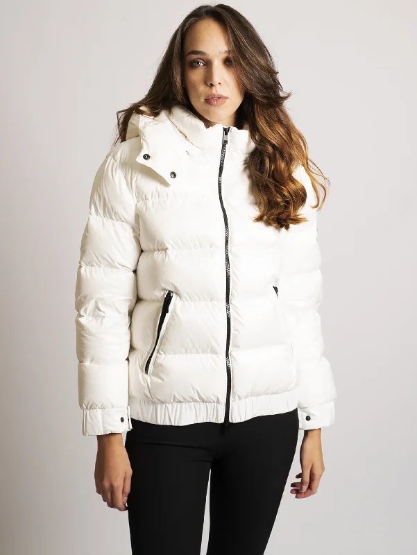 Women's Coats with BeltBomber con Cappuccio Neve