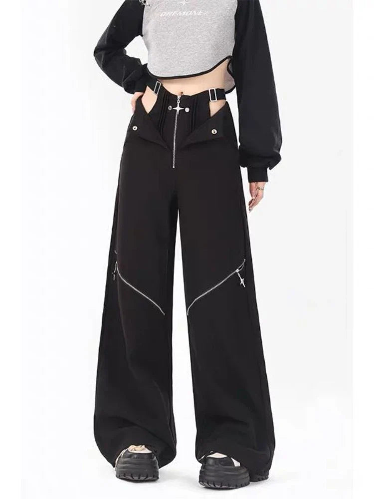 Women's Jodhpurs with Square CollarBlack Casual Retro Cargo Halloween Pants