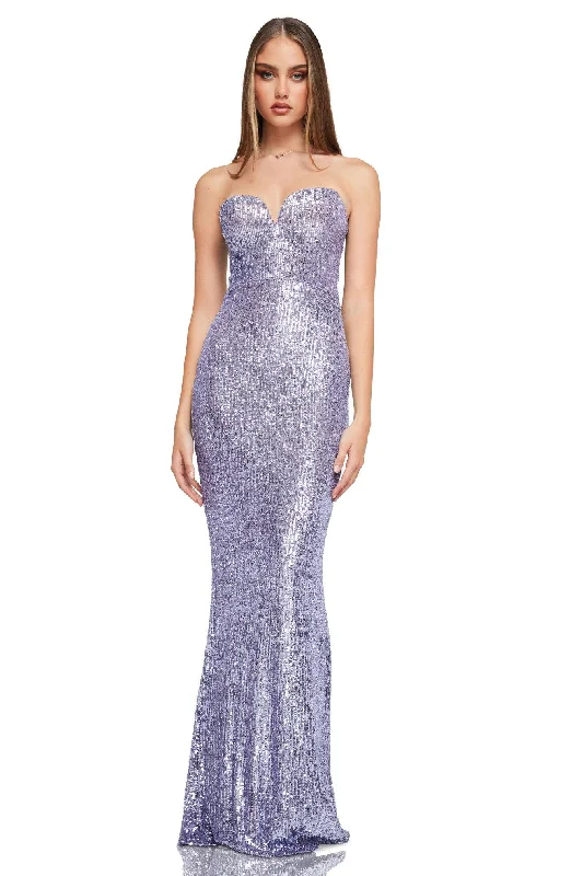 Women's V-Shaped-Neck DressesNookie Lumiere Gown - Lilac