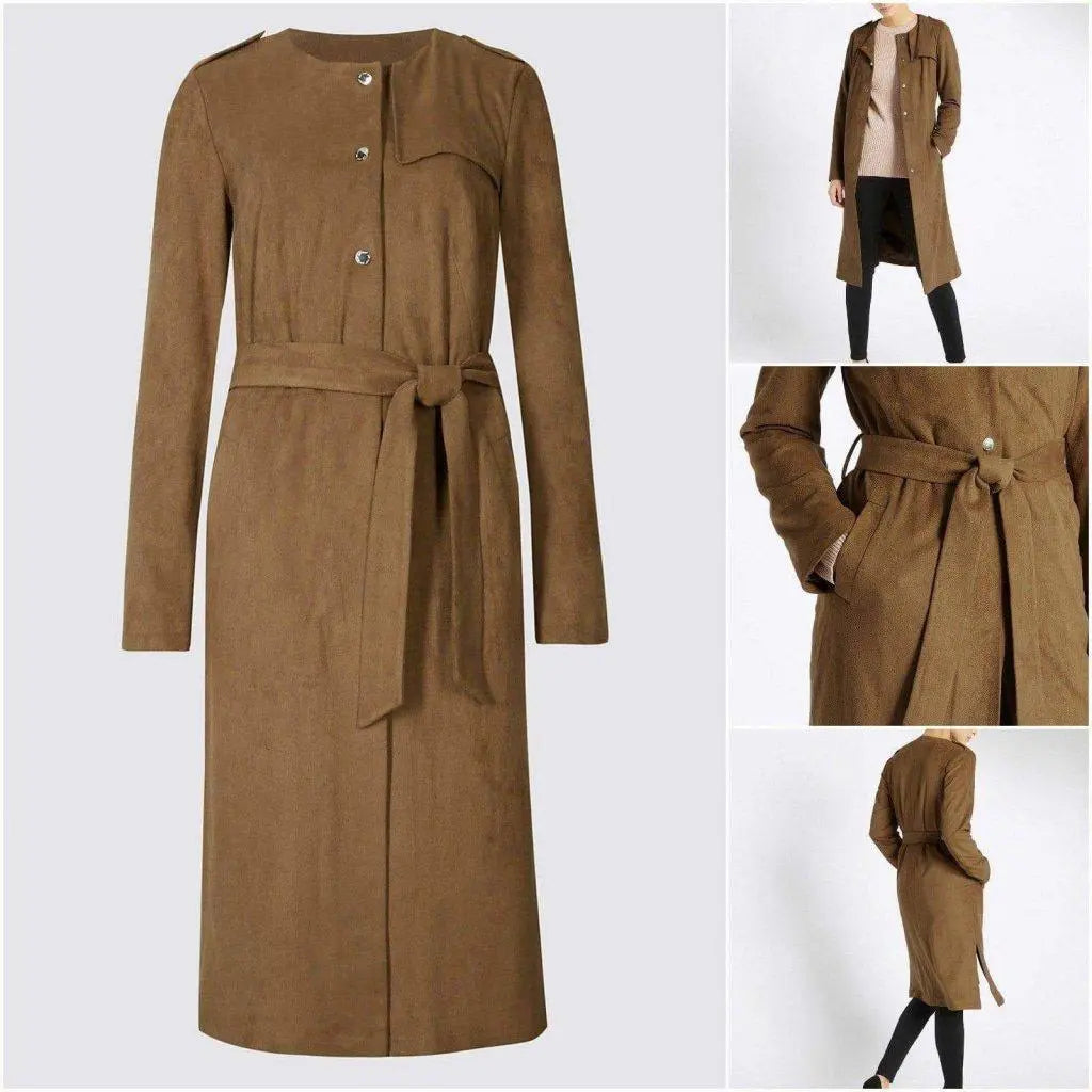 Women's Coats with Fur Trimmed HoodEx Per Una - Womens Tan Brown Suedette Longline Duster Coat