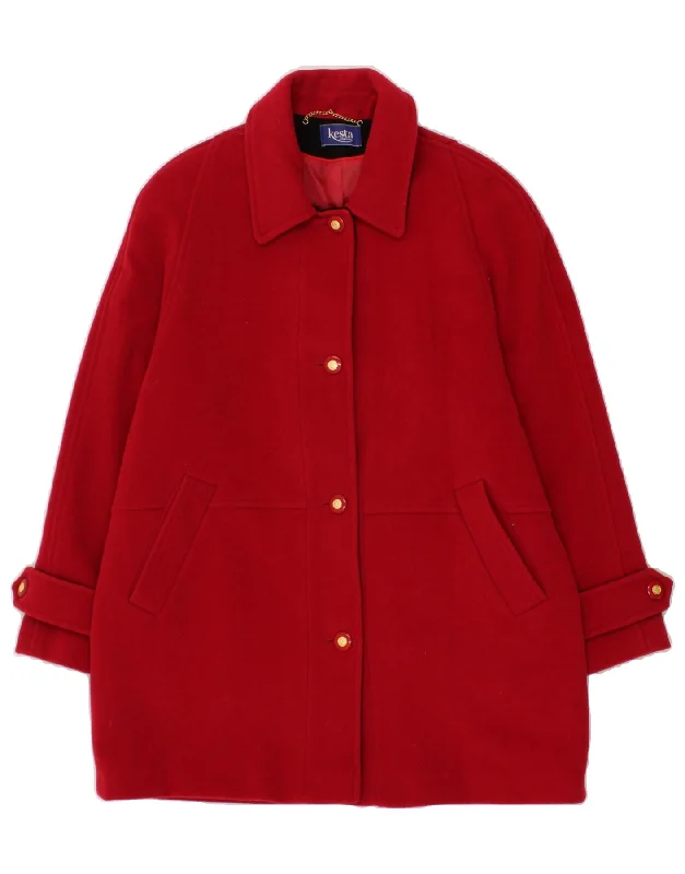 Women's Winter CoatsKESTA LONDON Womens Overcoat UK 18 XL Red Virgin Wool