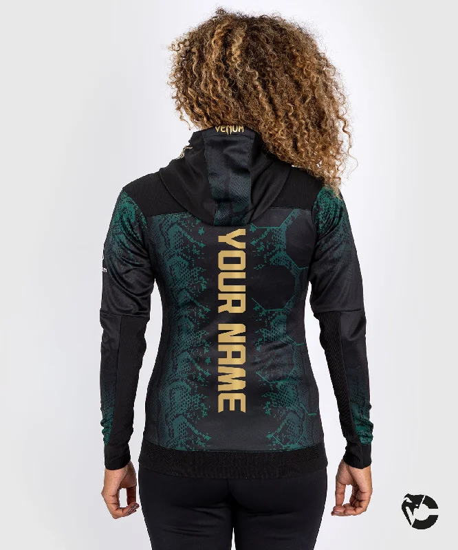 Women's Hooded Sweatshirts with Polyester LiningUFC Adrenaline by Venum Personalized Authentic Fight Night Women’s Walkout Hoodie  - Emerald Edition - Green/Black/Gold