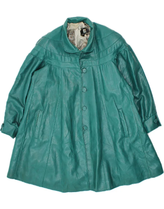 Women's Button-Up CoatsVINTAGE Womens Leather Coat UK 10 Small Green