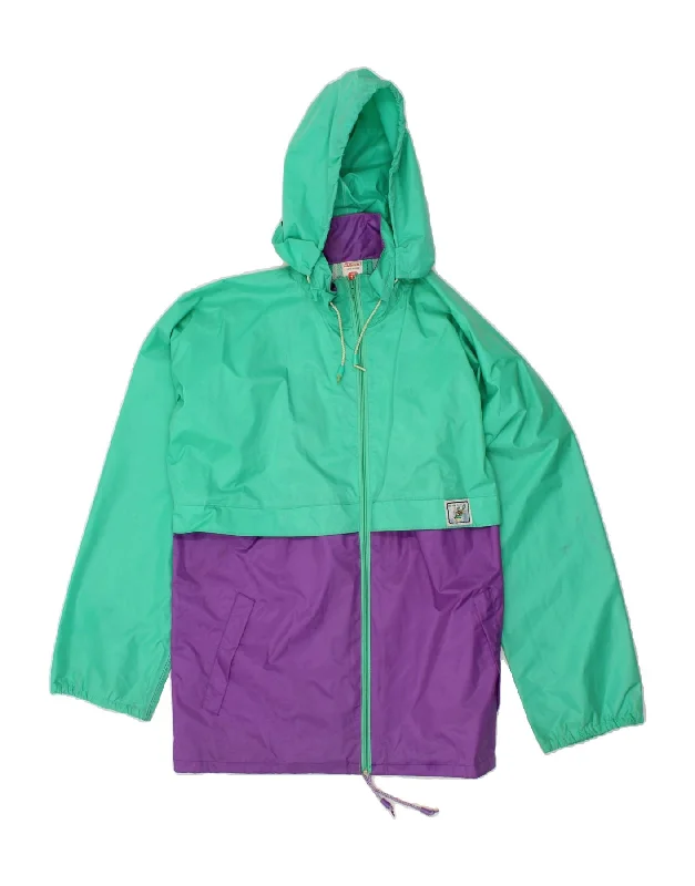 Women's Windbreaker CoatsST. BERNARD Womens Hooded Rain Jacket UK 14 Large  Green Colourblock Nylon