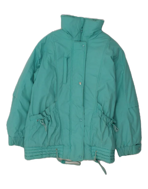 Women's Coats with PocketsVINTAGE Womens Windbreaker Jacket UK 12 Medium Turquoise Polyester