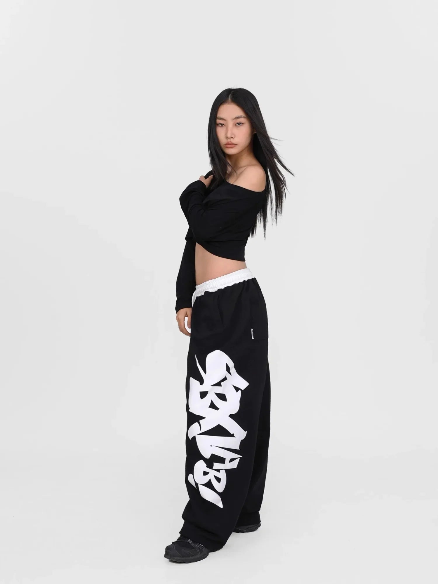 Women's Straight-Leg PantsStreet Dance Black Graffiti Halloween Pants