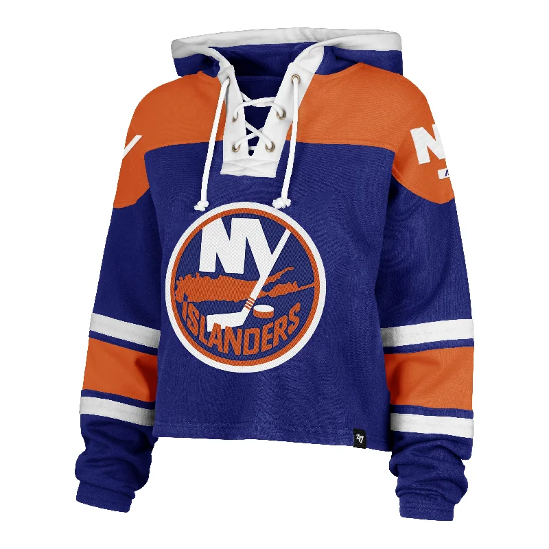 Women's Hooded Sweatshirts with Front PocketsNEW YORK ISLANDERS CROPPED SUPERIOR '47 LACER HOOD WOMENS