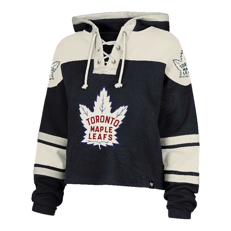 Women's Hooded Sweatshirts with Mediumweight FabricTORONTO MAPLE LEAFS VINTAGE CROPPED SUPERIOR '47 LACER HOOD WOMENS