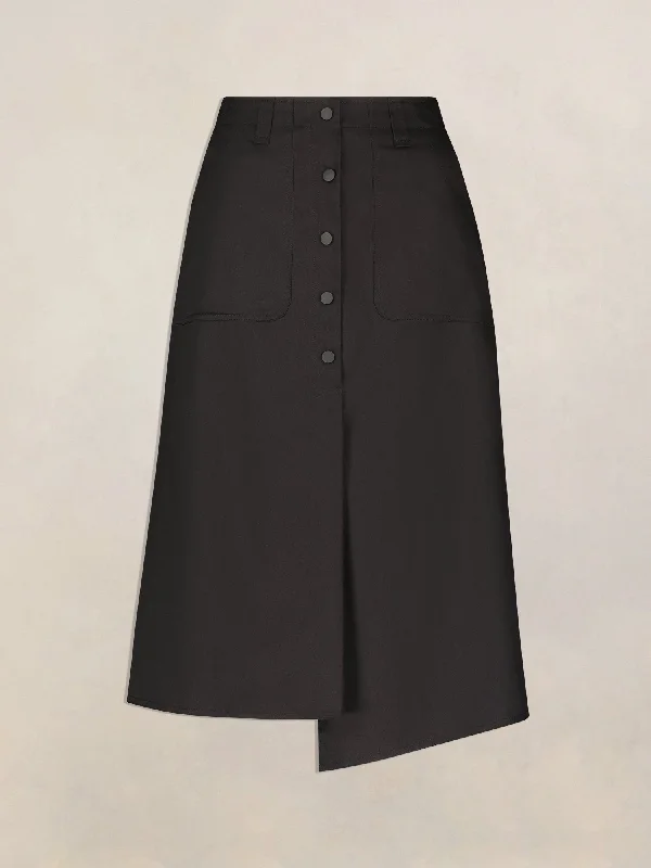 Women's High Collar DressesWomen's Quick-Dry SkirtsPink Orchid Ava A-Line Twill Black Skirt