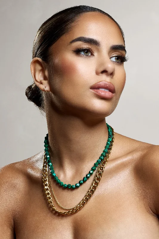 Women's OverallsJuni | Green & Gold Layered Necklace